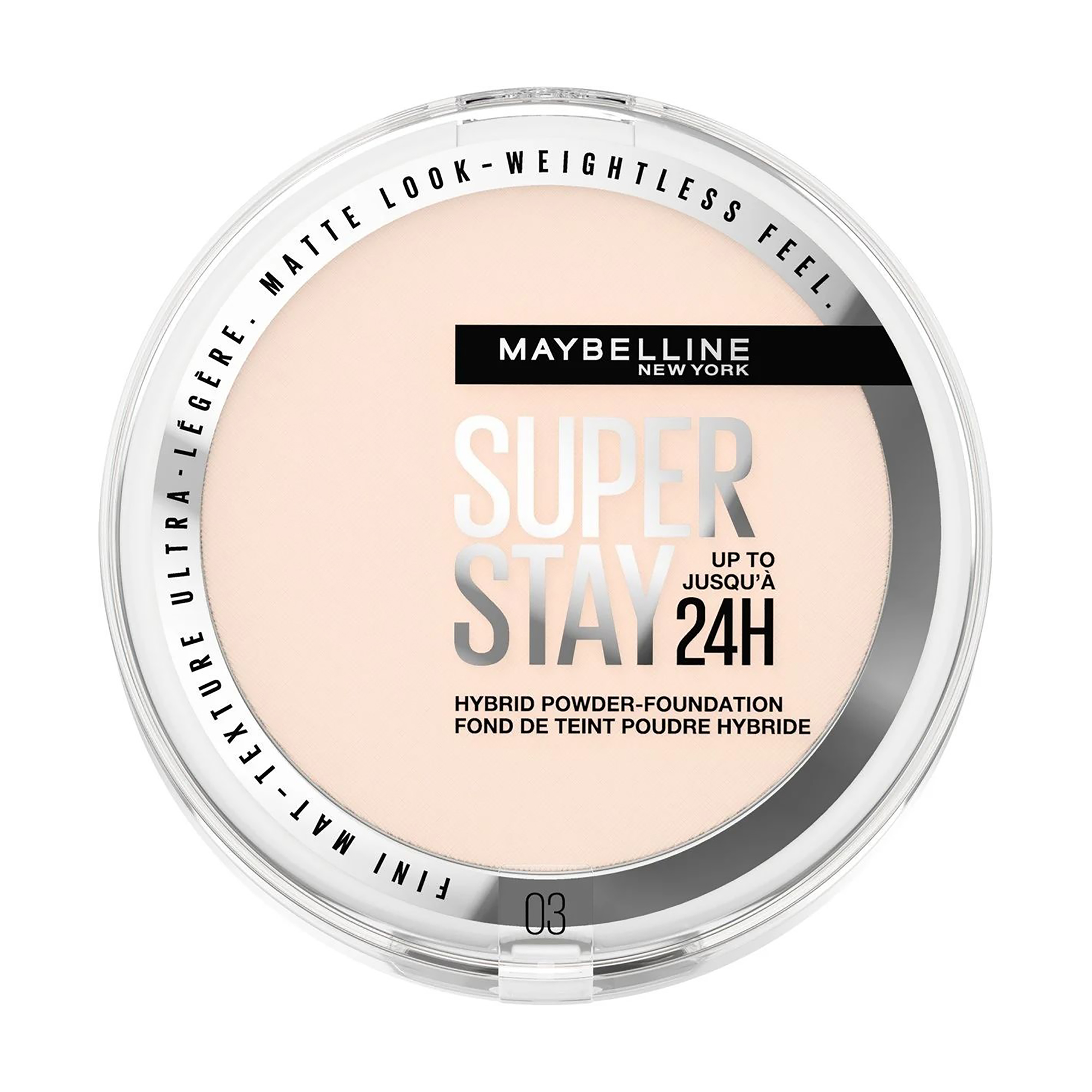 Стійка компактна тональна крем-пудра для обличчя Maybelline New York SuperStay 24H Hybrid Powder-Foundation, 03, 9 г